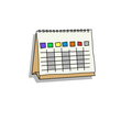 Symbolbild Kalender: Tischkalender mit einem roten Wecker