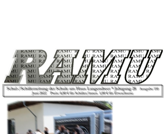 Schriftzug "Ramu", darunter unscharfe Schriftzeichen und ein unscharfer Bildausschnitt